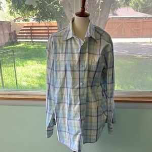 Woman’s multi colored button down.